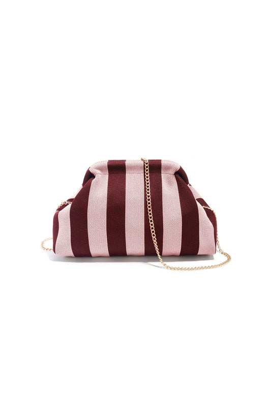 T018 Schoudertas met bordeaux roze Chain Strap