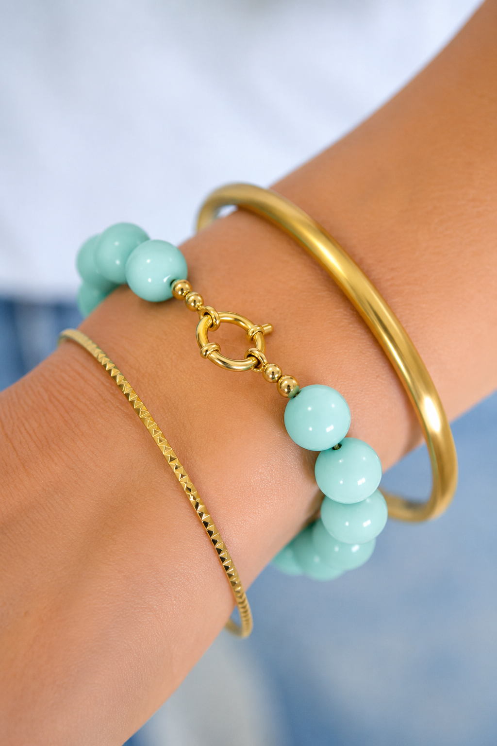 Kralenarmband Aqua blauw K002