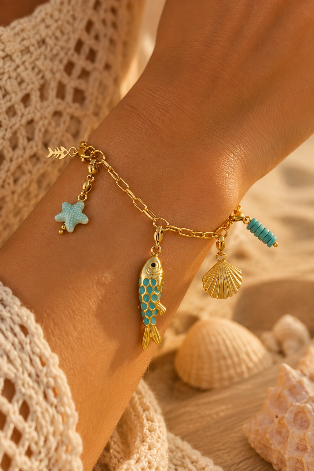 Ocean Love Armband – Gouden Bedelarmband BA006