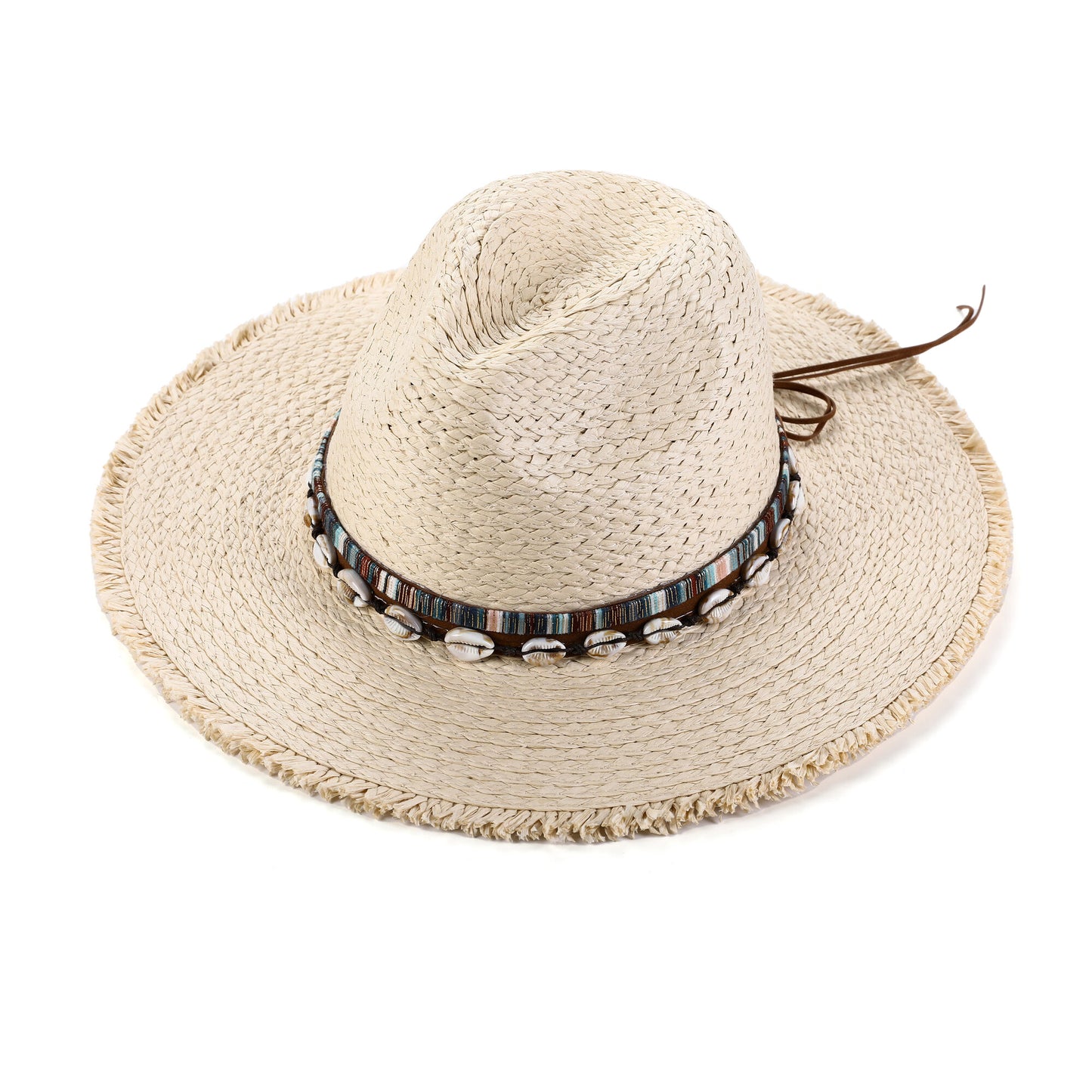 Boho Summer Hoed – Natuurlijke Strolook met Decoratief Koord creme H003