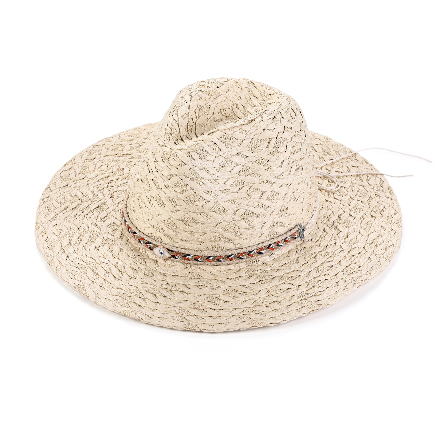 Boho Summer Hoed – Natuurlijke Strolook met Decoratief Koord creme lace H002