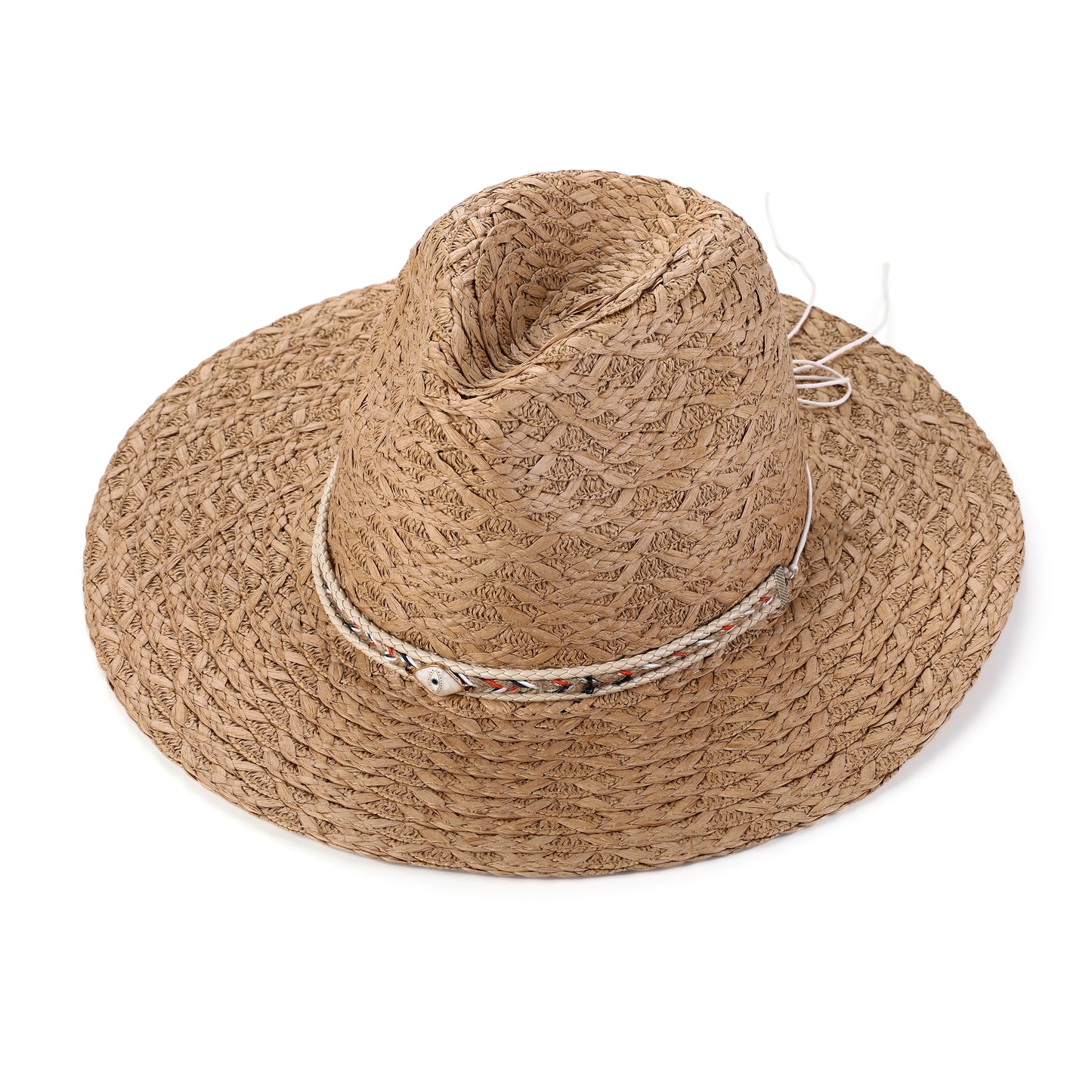 Boho Summer Hoed – Natuurlijke Strolook met Decoratief Koord zandkleur lace H001
