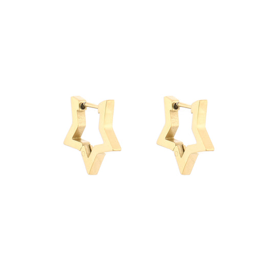 Golden Star Hoops – Stainless Steel Ster Oorbellen FREE gift F002