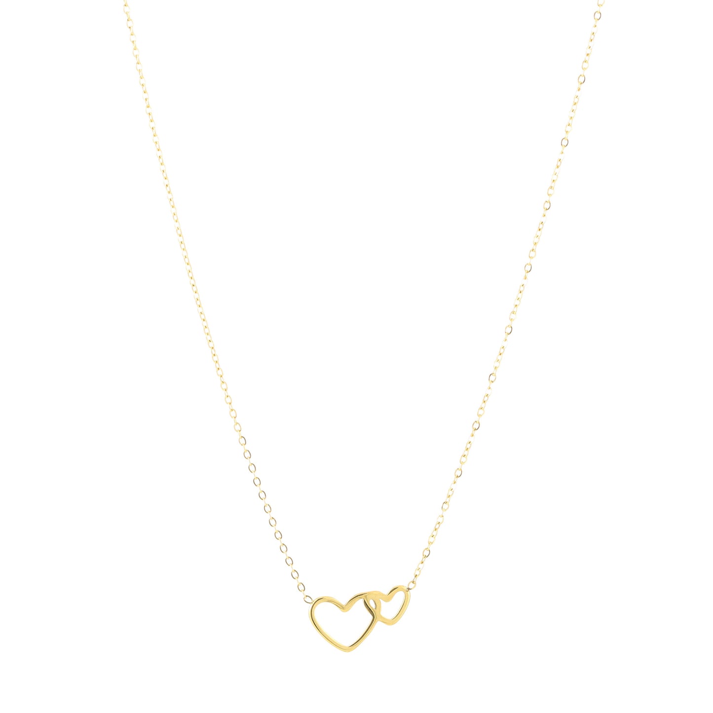Gouden Dubbel Hart Ketting – Stainless Steel K035