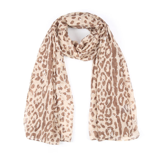Soft Leopard Sjaal – Beige Panterprint Dames Sjaal FREE gift F009