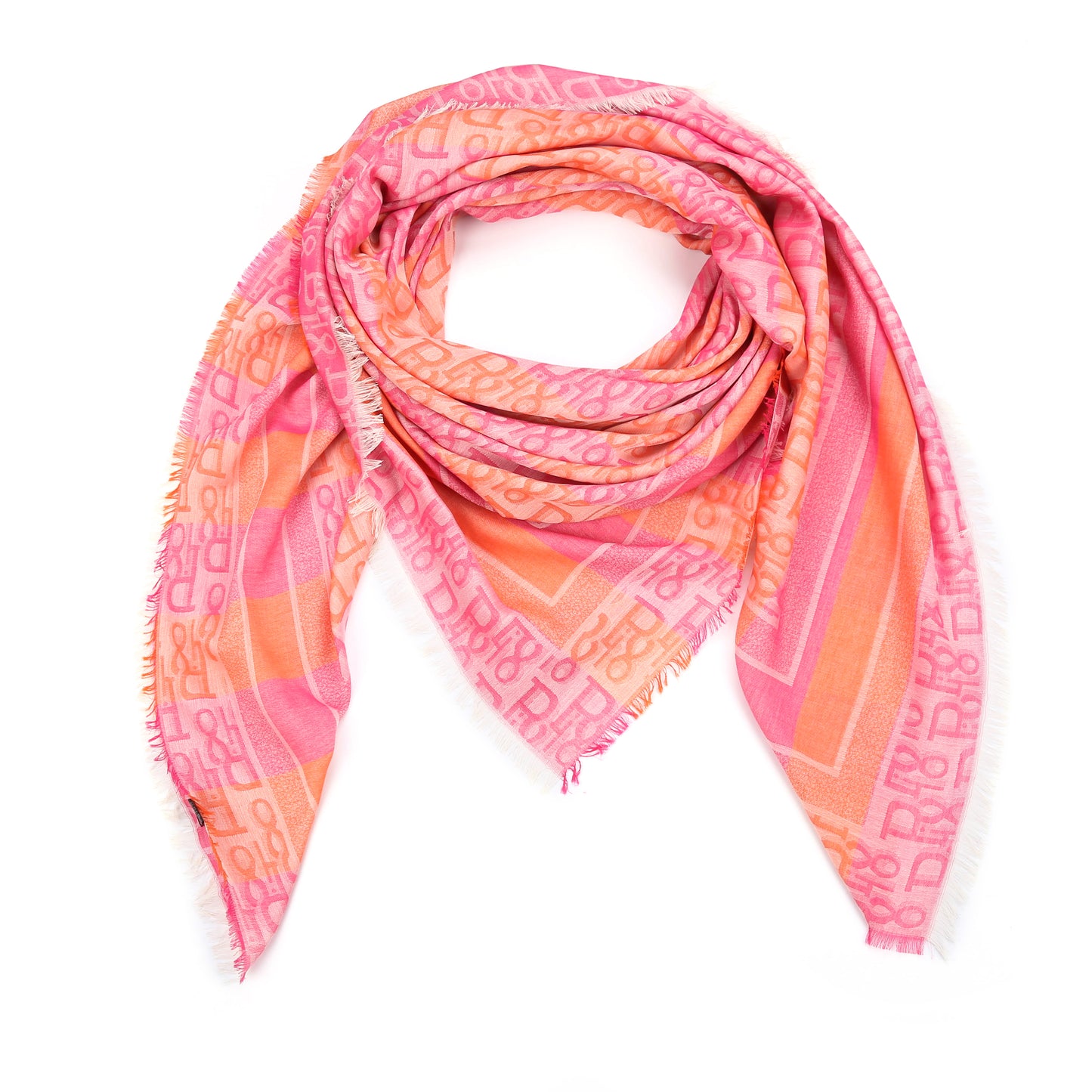 Dunne oranje/roze sjaal beige Z014