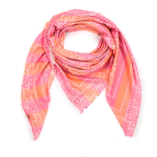 Dunne oranje/roze sjaal beige Z014