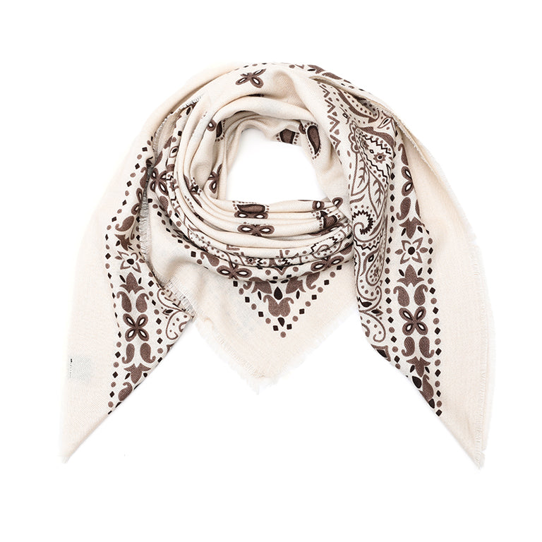 Bohemian Chic – Zachte Sjaal met Paisleyprint beige Z018