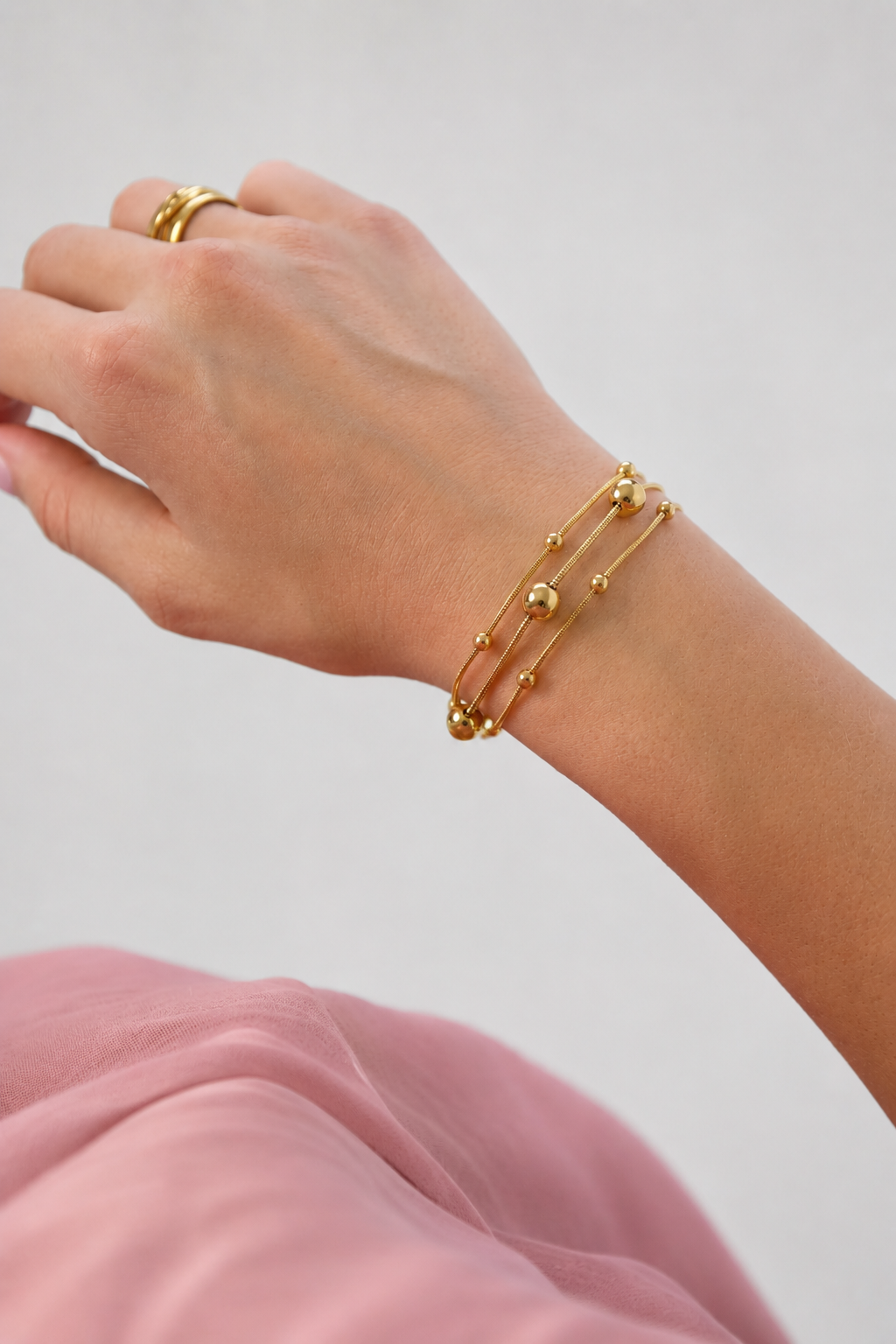 Stainless steel polkadot layer armband SA000
