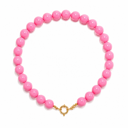 Stainless Steel Kralen Ketting – Soft pink Elegance K017