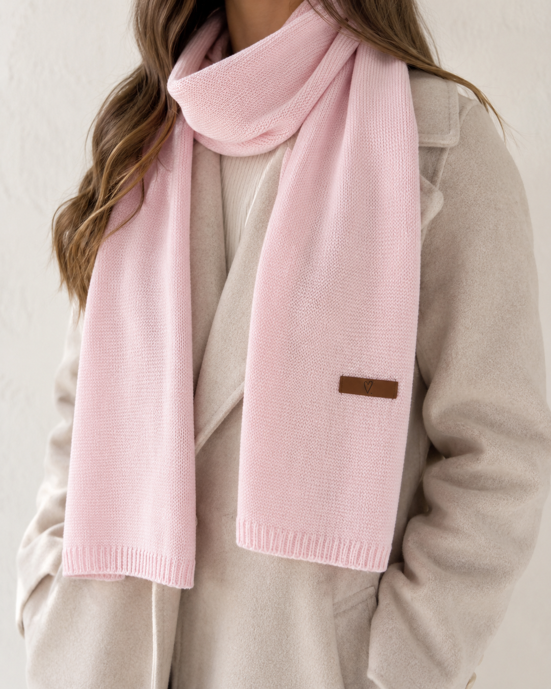Dunne gebreide sjaal roze Z011