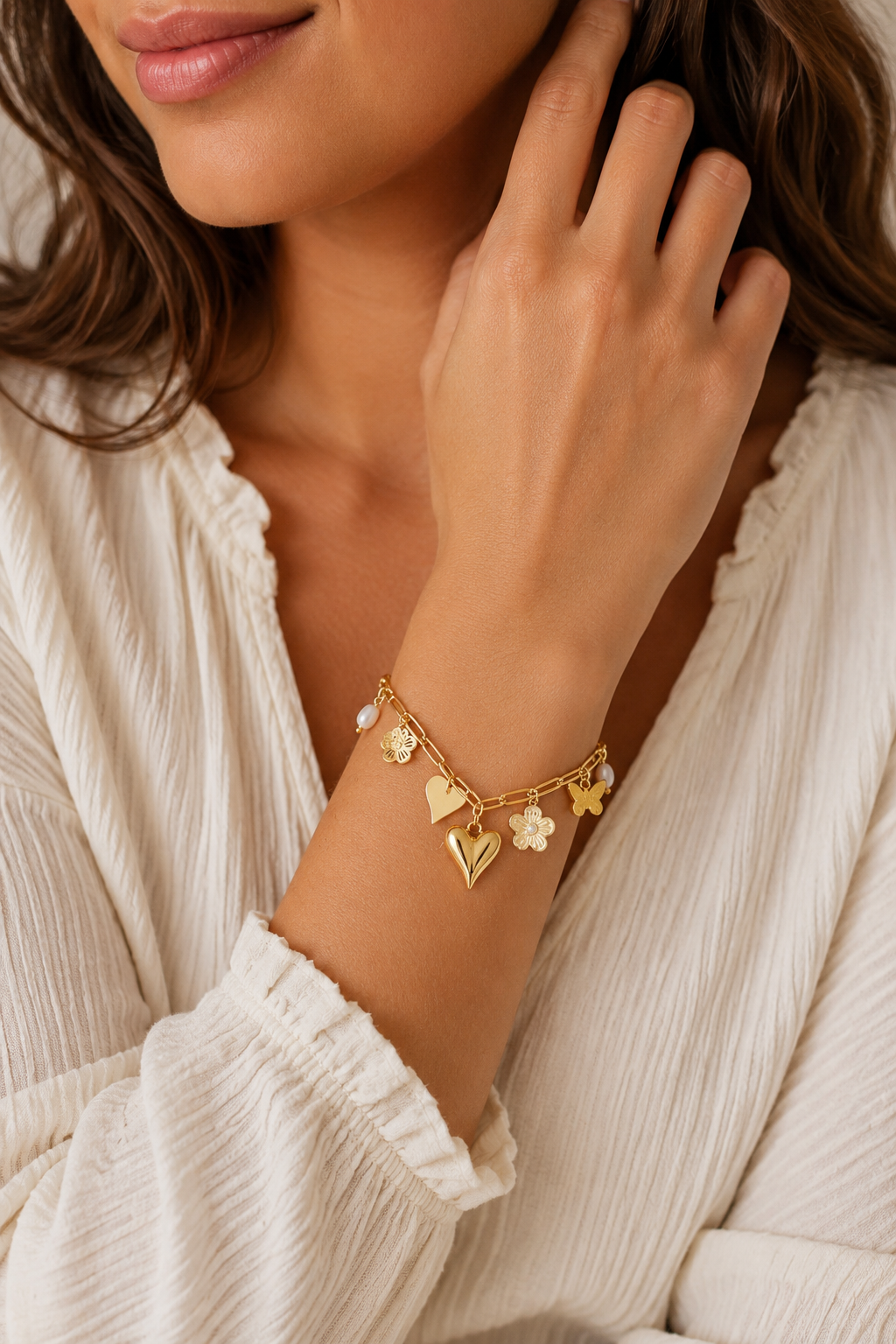Giftbox C006 Luxe armband gold heard schakel