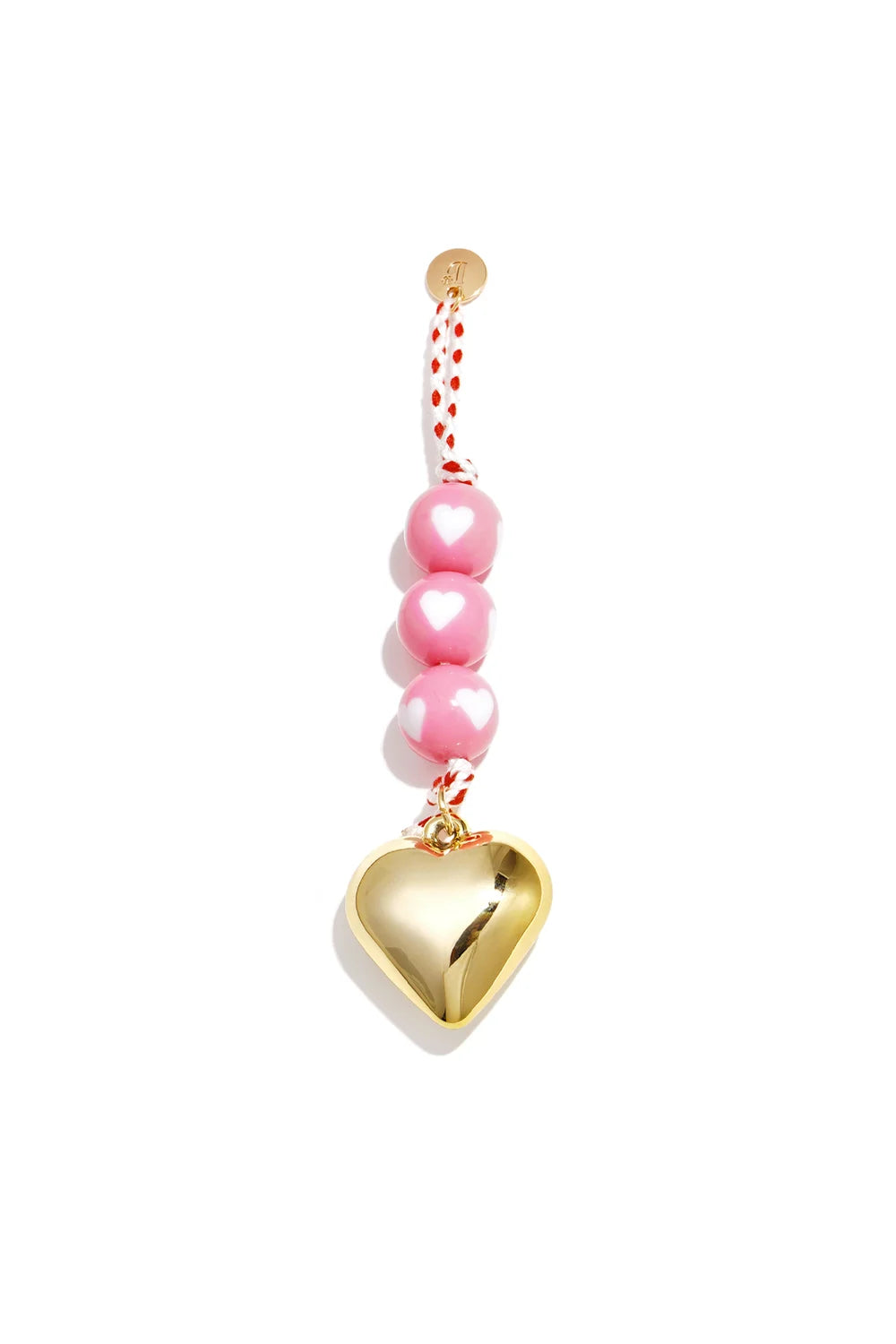 Tassenhanger hart & kralen Fuchsia T008