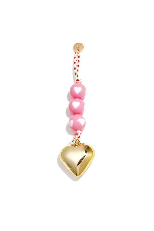 Tassenhanger hart & kralen Fuchsia T008