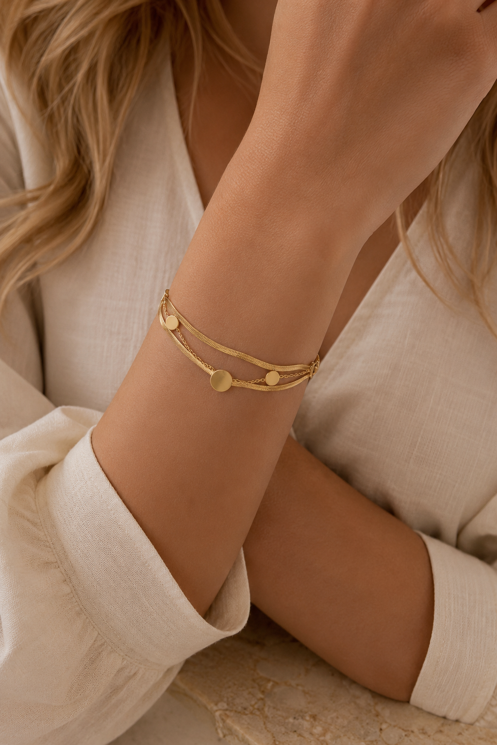 Golden Layers Armband – Luxe Stainless Steel Layered Armband SA0023