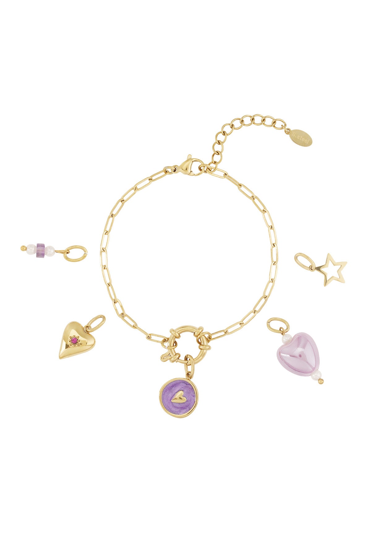 Heart Lila Charm Armband BA011