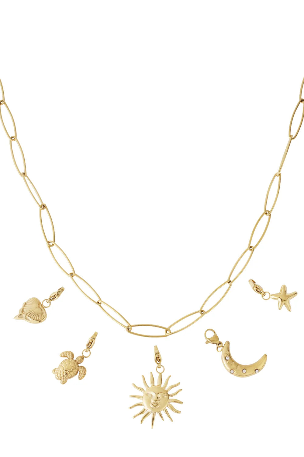 Celestial Glow – 14K Gold Plated Zon & Maan Bedelketting BK005