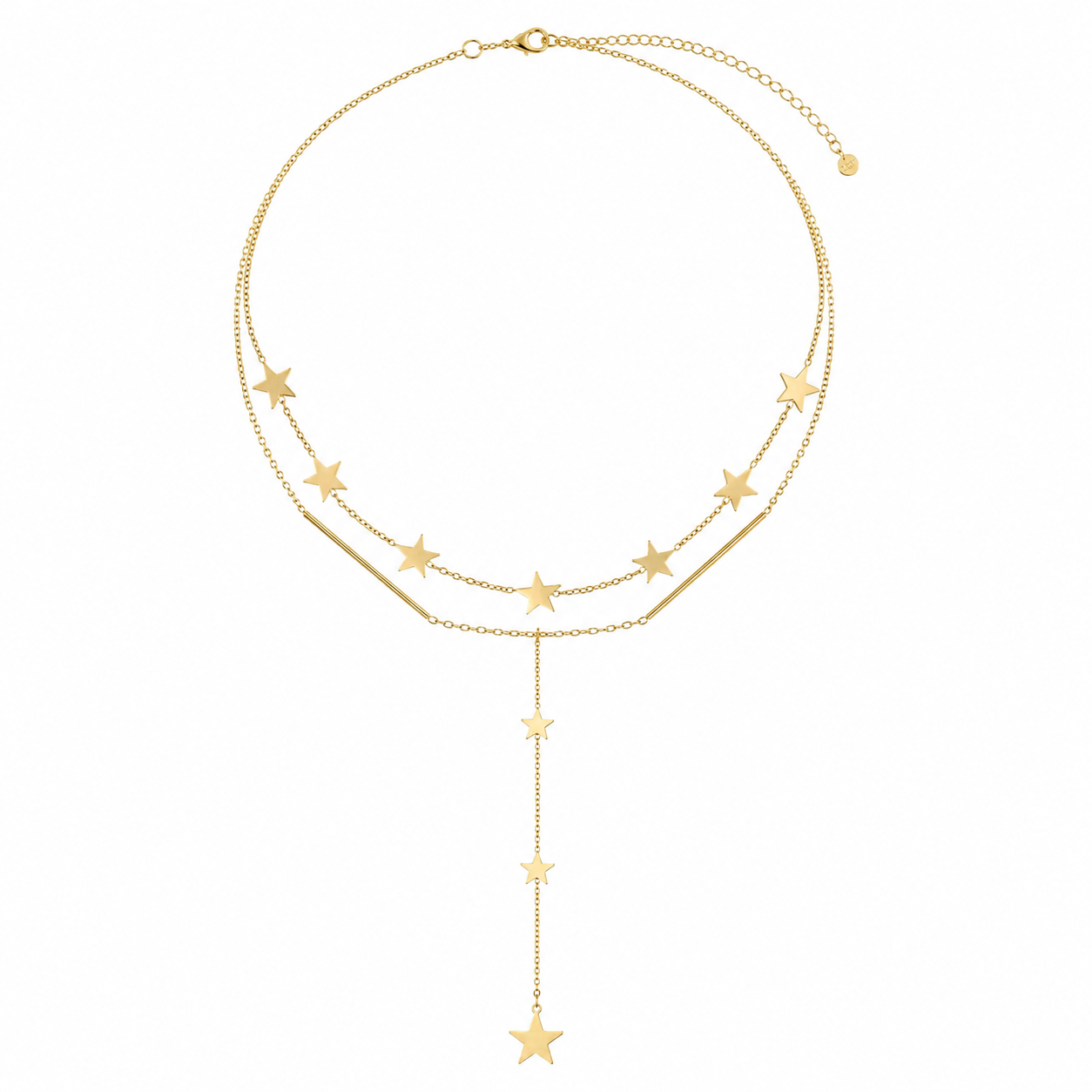 Gouden Star Layer Ketting – Stainless Steel Dubbele Sterren Ketting K032