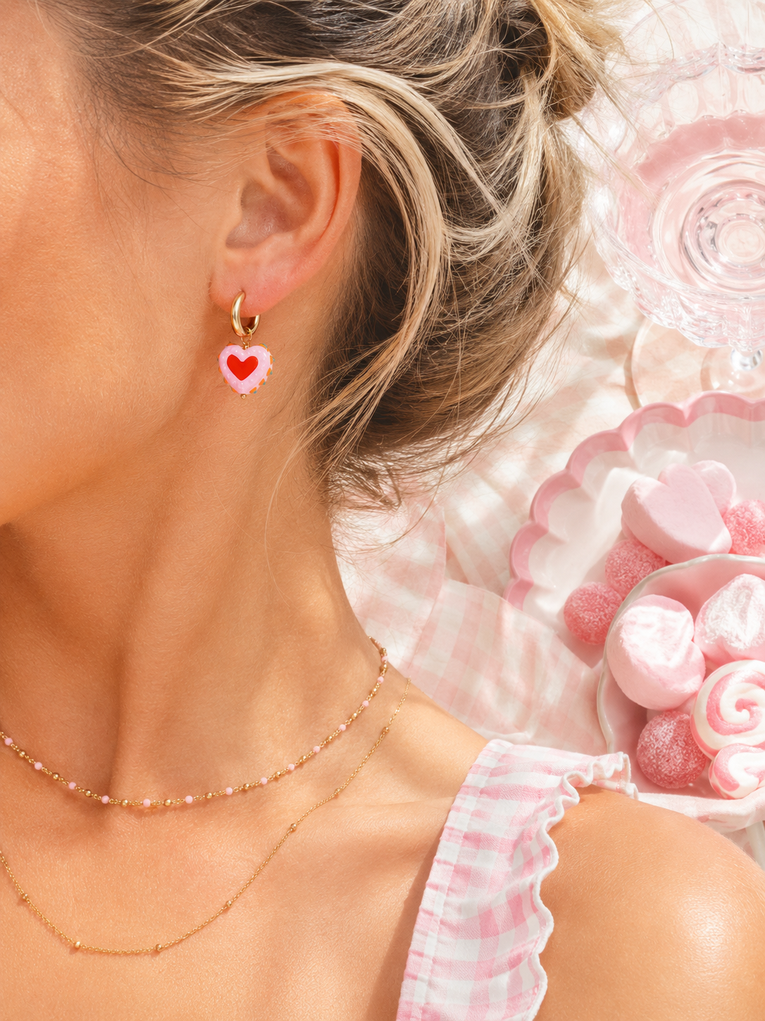 Sweet Heart Oorbellen met Glaze Afwerking O012