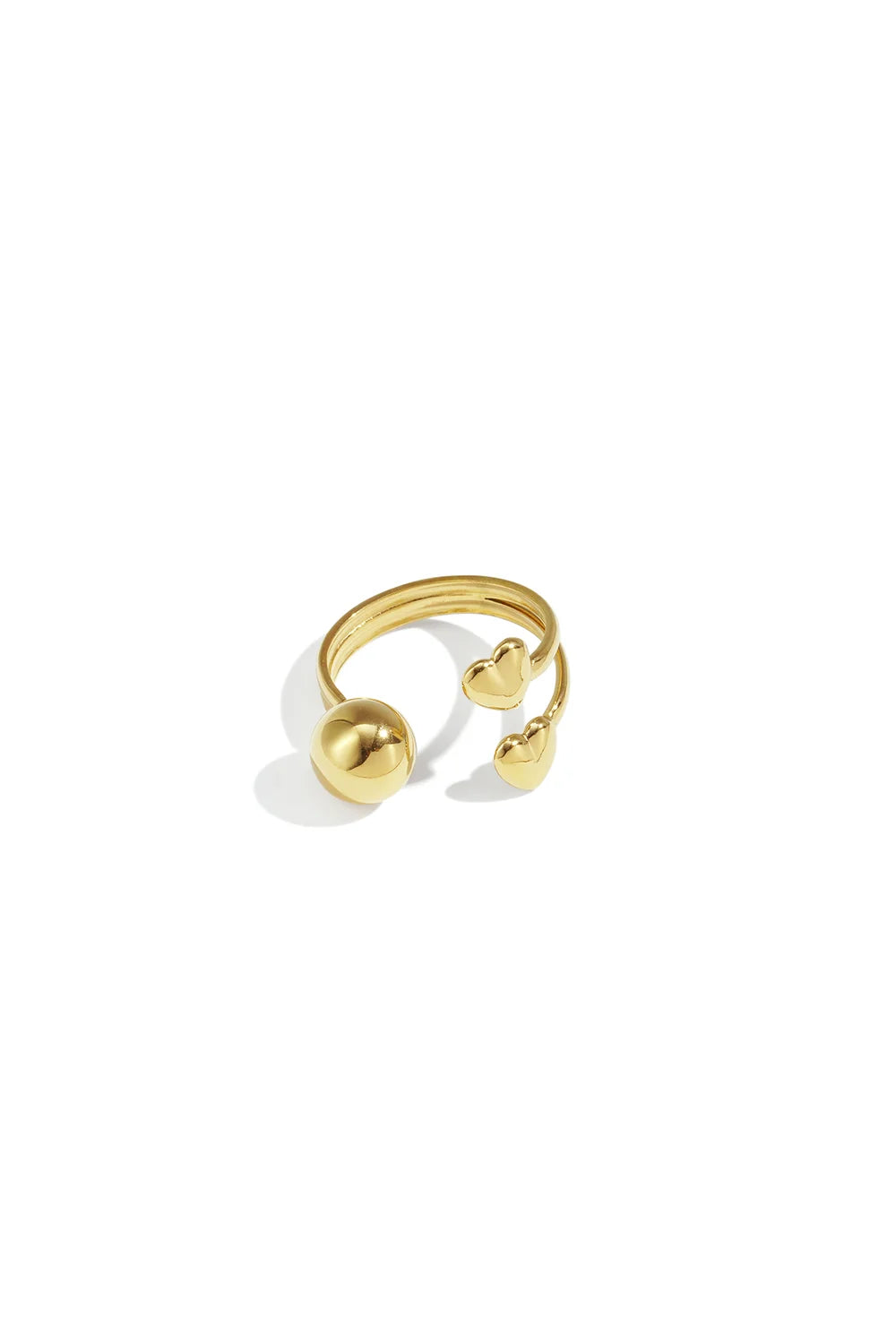 Gouden Love Bubble Ring – Verstelbare Stainless Steel Hartjes Ring R013