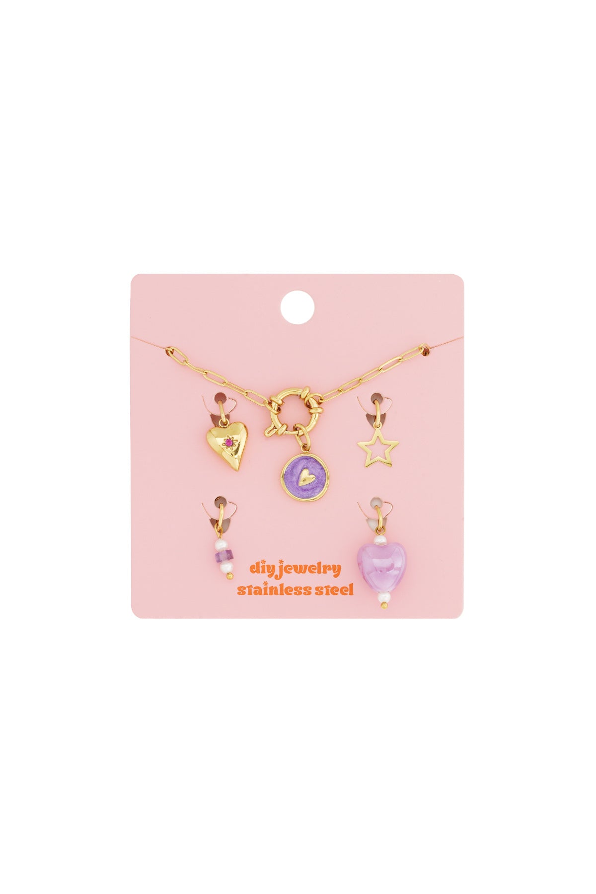Heart Lila Charm Armband BA011