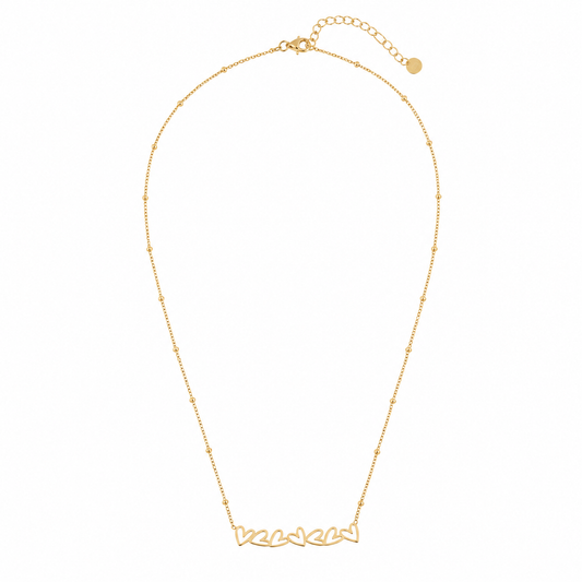 Golden Hearts Ketting – Minimalistische Hartjes Ketting van Stainless Steel FREE gift F007